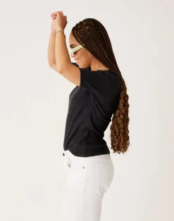 Carve Designs Short Sleeve^Asher Rib Top: Black