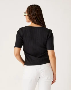 Carve Designs Short Sleeve^Asher Rib Top: Black