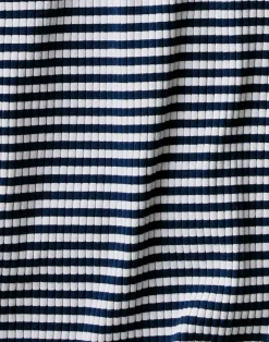 Carve Designs Short Sleeve^Asher Rib Top: Navy Stripe