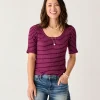 Carve Designs Short Sleeve^Asher Rib Top: Nirvana Stripe