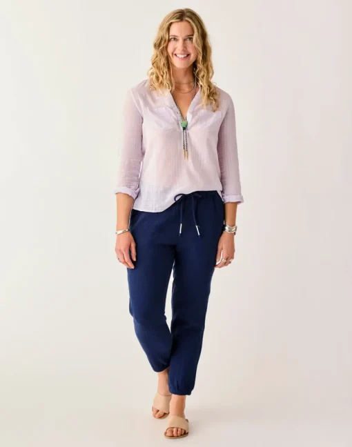 Carve Designs Pants^Calista Gauze Pant: Navy