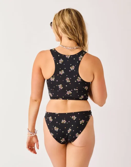 Carve Designs Swim Bottoms^Cardiff Reversible Bottom: Black Floret/Black