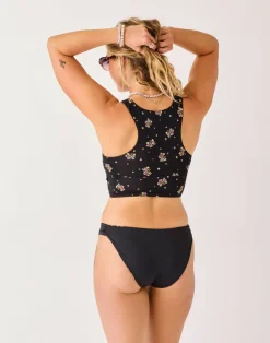 Carve Designs Swim Bottoms^Cardiff Reversible Bottom: Black Floret/Black