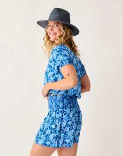 Carve Designs Short Sleeve^Celeste Top: Navy Floral