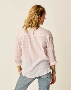 Carve Designs Long Sleeve^Dylan Gauze Shirt: Hot Pink Plaid