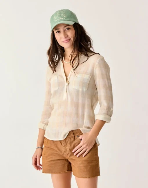 Carve Designs Long Sleeve^Dylan Gauze Shirt: Multiplaid