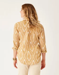Carve Designs Long Sleeve^Dylan Gauze Tunic: Camel Diamond