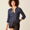 Carve Designs Long Sleeve^Dylan Gauze Tunic: Navy Disco