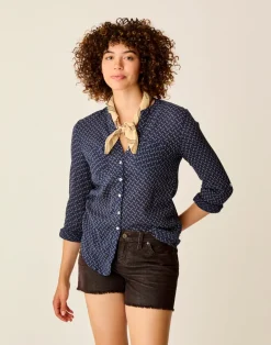 Carve Designs Long Sleeve^Dylan Gauze Tunic: Navy Disco