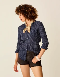 Carve Designs Long Sleeve^Dylan Gauze Tunic: Navy Disco