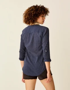 Carve Designs Long Sleeve^Dylan Gauze Tunic: Navy Disco