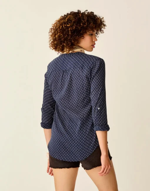 Carve Designs Long Sleeve^Dylan Gauze Tunic: Navy Disco