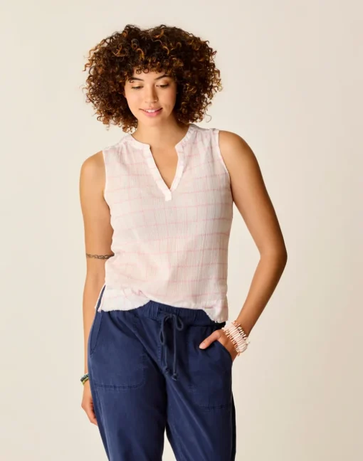 Carve Designs Tanks^Dylan Tank: Hot Pink Plaid