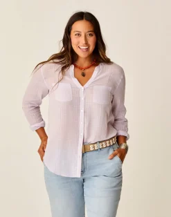 Carve Designs Long Sleeve^Dylan Textured Tunic: Dawn
