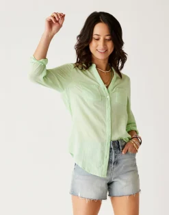 Carve Designs Long Sleeve^Dylan Textured Tunic: Lime