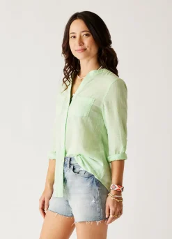 Carve Designs Long Sleeve^Dylan Textured Tunic: Lime