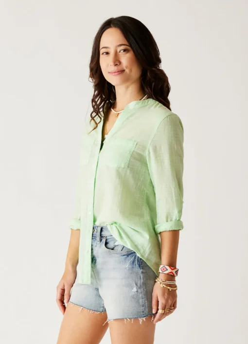 Carve Designs Long Sleeve^Dylan Textured Tunic: Lime