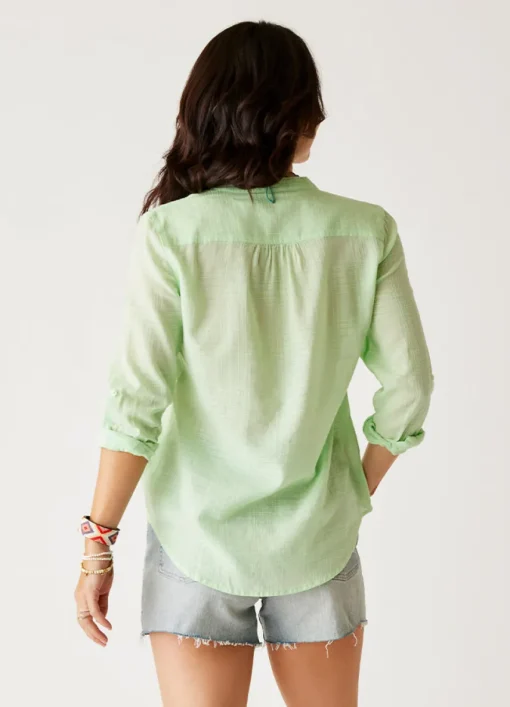 Carve Designs Long Sleeve^Dylan Textured Tunic: Lime