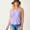 Carve Designs Tanks^Kayla Gauze Tank: Tulip