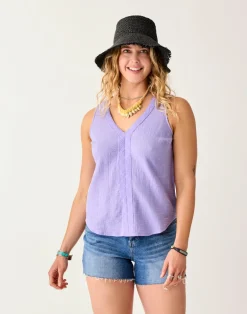 Carve Designs Tanks^Kayla Gauze Tank: Tulip
