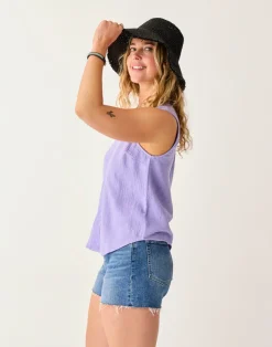 Carve Designs Tanks^Kayla Gauze Tank: Tulip
