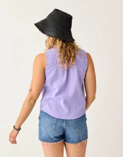 Carve Designs Tanks^Kayla Gauze Tank: Tulip