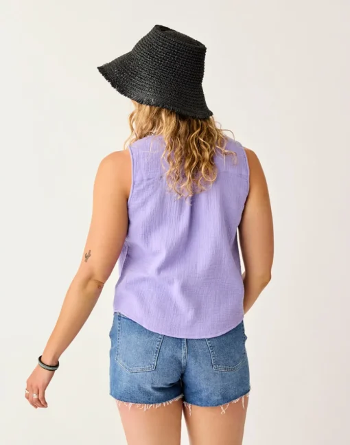 Carve Designs Tanks^Kayla Gauze Tank: Tulip