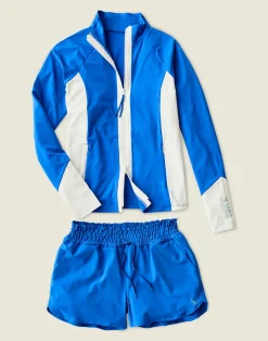 Carve Designs Rashguards & Sun Protection^Lake Colorblock Sunshirt: Billie Blue w. Cloud