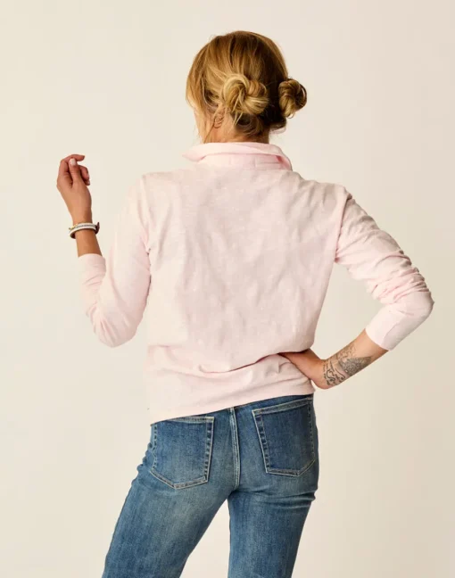 Carve Designs Long Sleeve^Mara Slub Polo: Pastel
