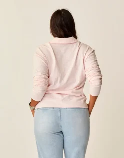 Carve Designs Long Sleeve^Mara Slub Polo: Pastel