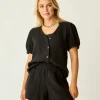 Carve Designs Short Sleeve^Milo Gauze Top: Black
