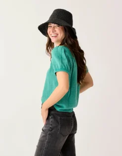 Carve Designs Short Sleeve^Milo Gauze Top: Jade
