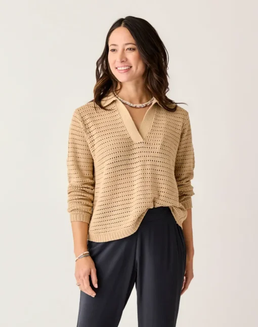 Carve Designs Sweaters & Jackets^Morgan Polo Sweater: Biscuit