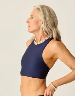 Carve Designs Bikini Tops^Sanitas Compression Reversible Top: Black/Navy