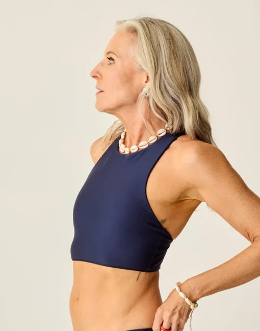 Carve Designs Bikini Tops^Sanitas Compression Reversible Top: Black/Navy