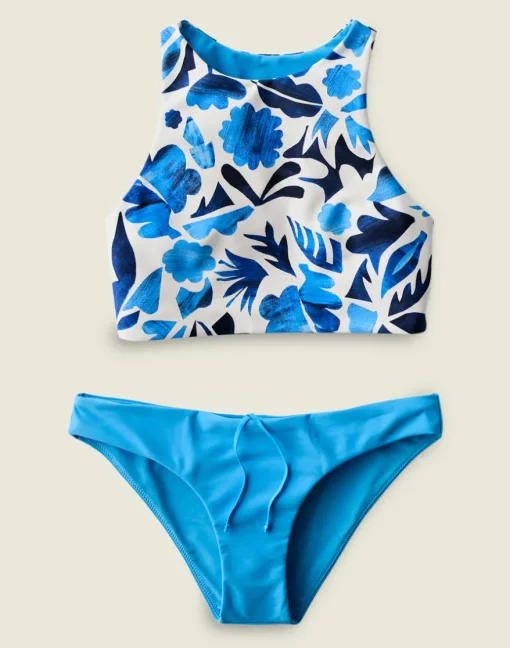 Carve Designs Bikini Tops^Sanitas Compression Reversible Top: Cloud Mezcal/Lagoon
