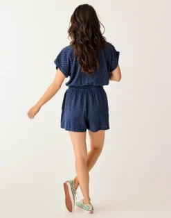 Carve Designs Dresses | Dresses^Sophie Linen Romper: Navy Disco
