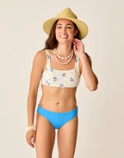 Carve Designs Swim Bottoms^St. Barth Reversible Bottom: Pearl Floret/Lagoon