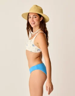 Carve Designs Swim Bottoms^St. Barth Reversible Bottom: Pearl Floret/Lagoon