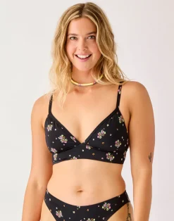 Carve Designs Bikini Tops^Stevie Reversible Top: Black Floret/Black