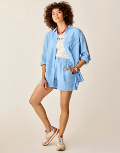 Carve Designs Shorts^Suki Linen Short: Sky Blue Chambray
