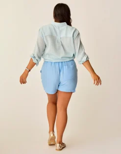 Carve Designs Shorts^Suki Linen Short: Sky Blue Chambray