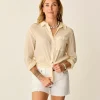 Carve Designs Long Sleeve^Taylor Gauze Tunic: Birch Lurex