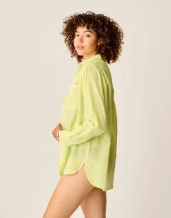 Carve Designs Long Sleeve^Taylor Textured Tunic: Limeade