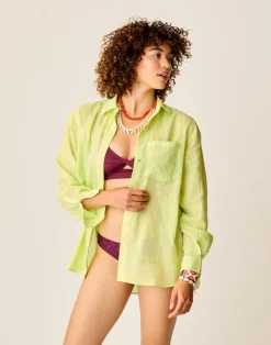 Carve Designs Long Sleeve^Taylor Textured Tunic: Limeade
