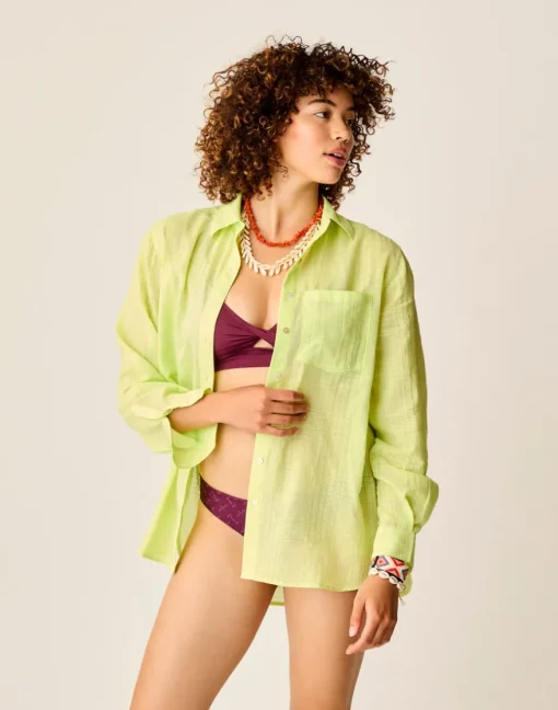 Carve Designs Long Sleeve^Taylor Textured Tunic: Limeade