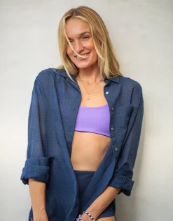 Carve Designs Long Sleeve^Taylor Textured Tunic: Navy