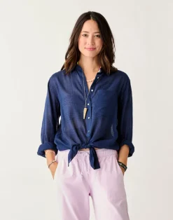 Carve Designs Long Sleeve^Taylor Textured Tunic: Navy