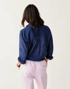 Carve Designs Long Sleeve^Taylor Textured Tunic: Navy
