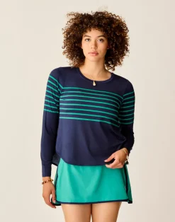 Carve Designs Long Sleeve^Trek Top: Jade Stripe